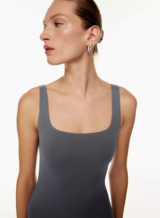 Significant Other Melody Square-Neck Open-Back Draped Slip Dress