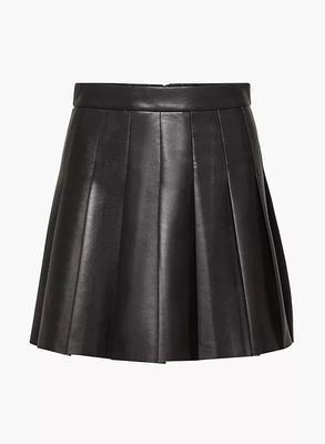 olive micro pleated skirt