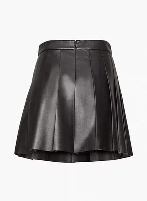olive micro pleated skirt