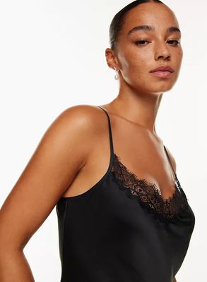 black lace slip top