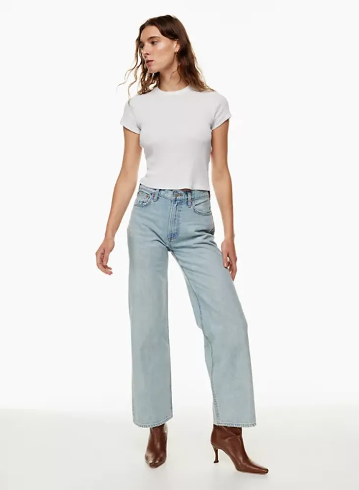 Medium indigo wide-leg jean, Yoga Jeans, High Rise
