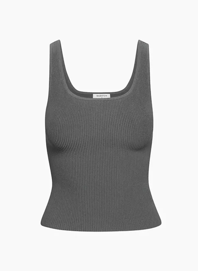 Grey Cotton Rib Tank Top