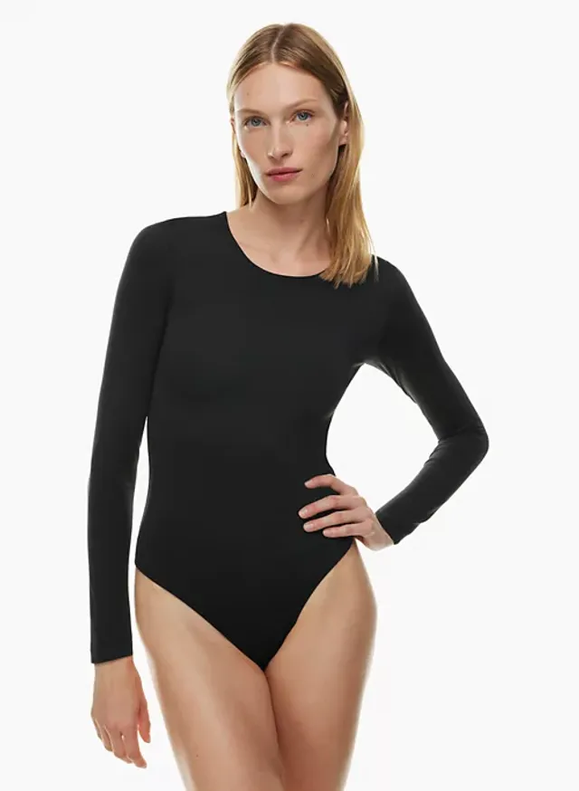 LINMON Women's Long Sleeve Bodysuit Surplice V Neck Stretchy M Black Size M  1551