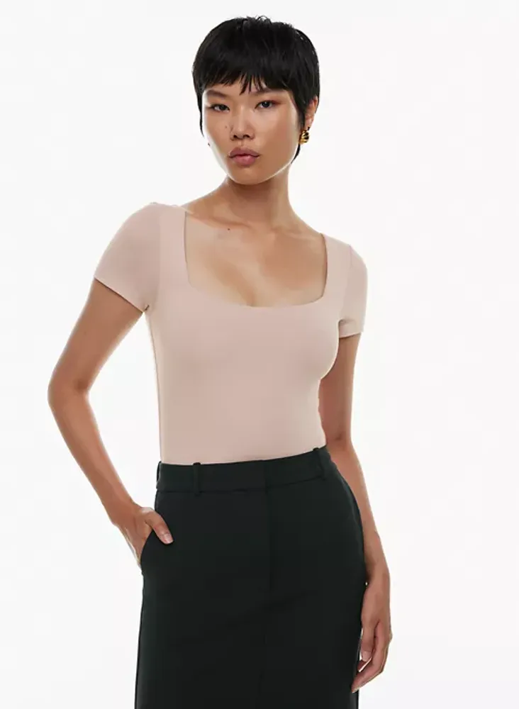 Forever 21 Women's Short-Sleeve T-Shirt Bodysuit in Deep Taupe, XL