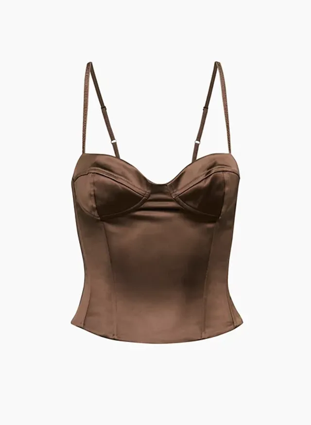 Aritzia Wilfred Shine Bustier Top Deep Taupe XS