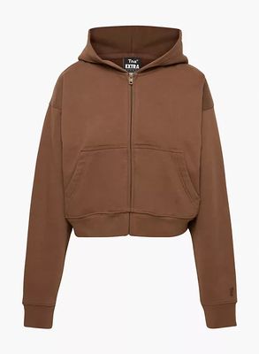 extra fleece boyfriend boxy zip-up hoodie