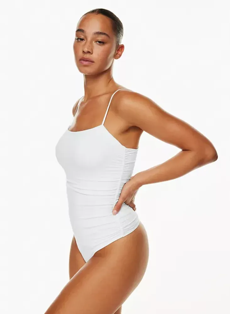 Express Body Contour Compression Ruched Bodysuit With Bra Cups White  Women's XL