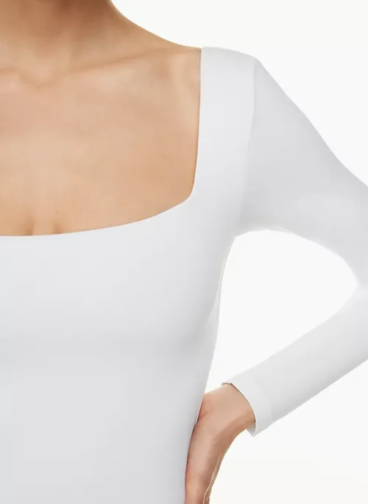 Body Contour Square Neck Short Sleeve Bodysuit - White