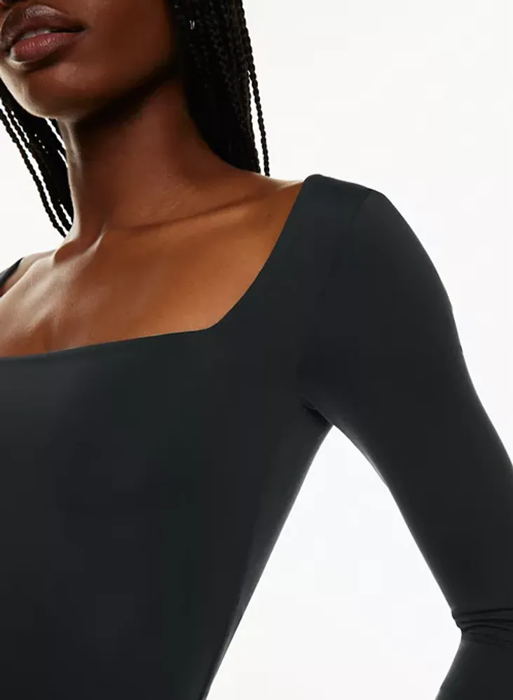 SHEIN Babaton Contour Squareneck Longsleeve Bodysuit Sexy Black Size M NEW