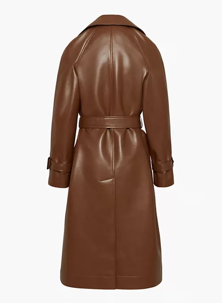 EACH X OTHER Belted faux leather trench coat