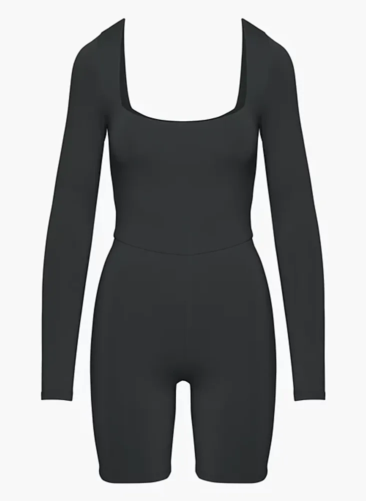 Body Contour Square Neck Short Sleeve Bodysuit - Charcoal