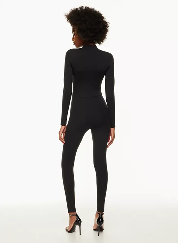 Basic Turtleneck Contour Rib Unitard Jumpsuit