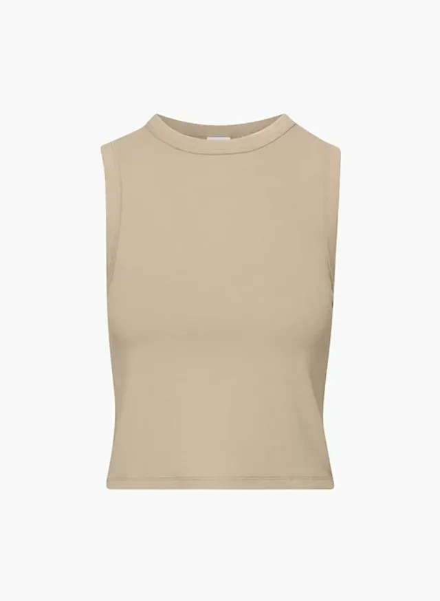 ARITZIA WILFRED FREE Arruda tank top ribbed earthy deep taupe size