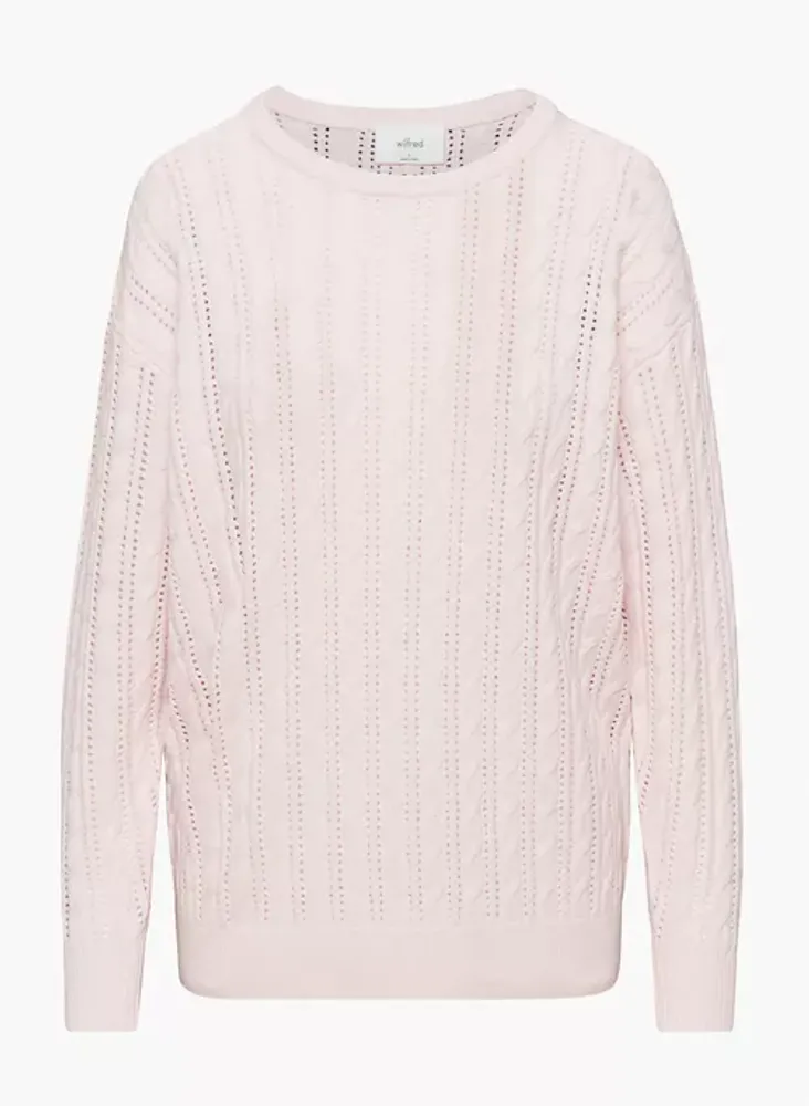 Roomy light pink sweater in merino wool