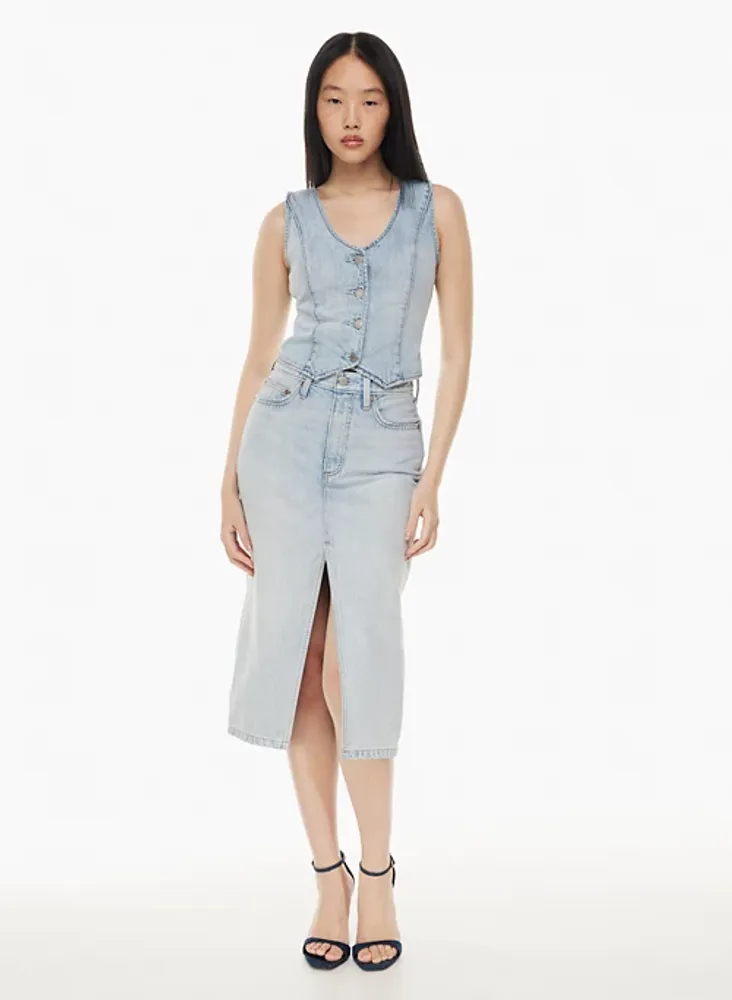 Denim Forum THE '90S HALLE STRETCH DENIM SKIRT