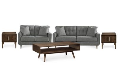 Zardoni Sofa and Loveseat with Coffee Table and 2 End Tables, Charcoal