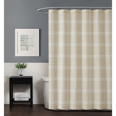 Plaid Shower Curtain, Khaki