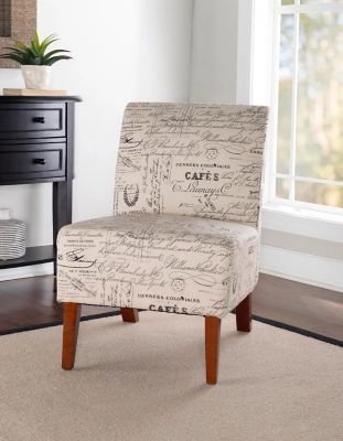 Sandy Script Accent Chair, White/Gray