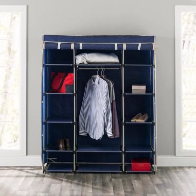 Contemporary Free Standing Storage Closet with Shelves, Navy