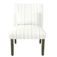 HomePop Parker Accent Chair and Pillow - Dove Gray Stripe, White
