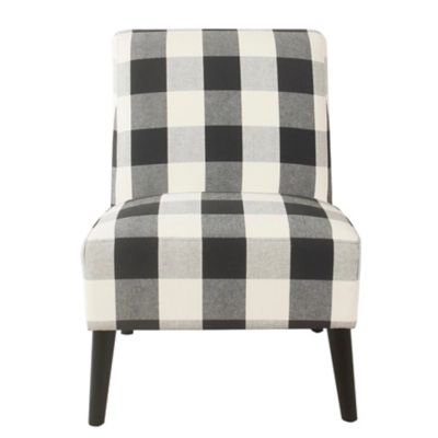 HomePop Modern Armless Accent Chair - Black Plaid, Black