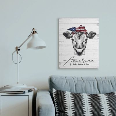 Americana Cow Red White And Moo 24x30 Canvas Wall Art
