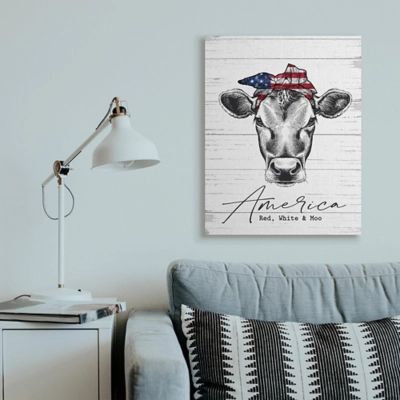 Americana Cow Red White And Moo 30x40 Canvas Wall Art
