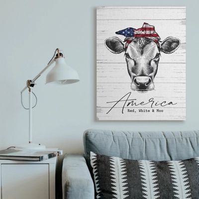 Americana Cow Red White And Moo 36x48 Canvas Wall Art