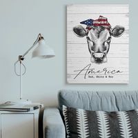 Americana Cow Red White And Moo 36x48 Canvas Wall Art
