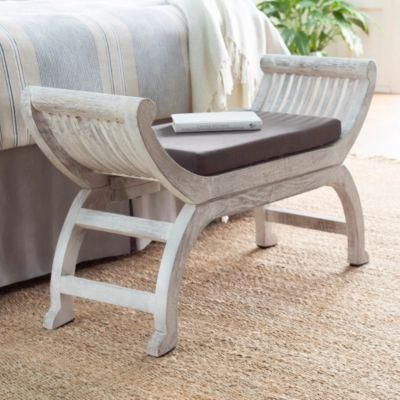Surya Brittany Upholstered Bench, Charcoal