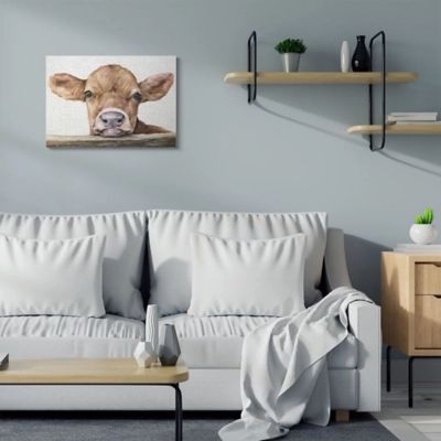 Stupell Industries Cute Baby Cow Animal Watercolor Painting,24 X 30, Canvas Wall Art, Multi