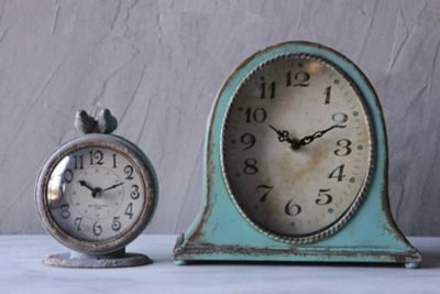 Grey Pewter Mantel Clock With Birds, Gray