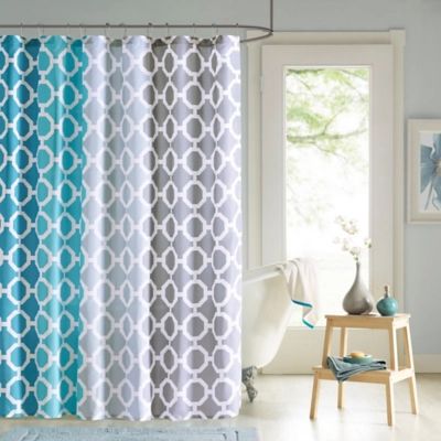 90° by Design Lab Teal 72x72" Printed Shower Curtain and Hook Set, Teal