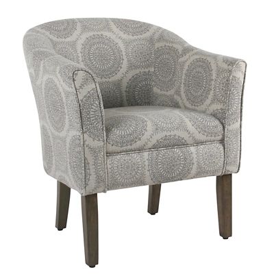 Benzara Barrel Style Accent Chair, Gray/Brown