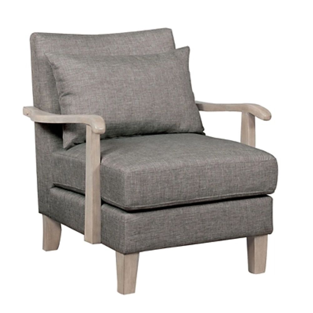 Benzara Accent Chair with Box Cushion Seat, Gray/Beige