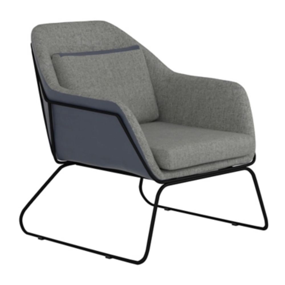 Benzara Accent Chair with Angled Sled Base, Gray