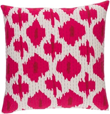 Kantha Bright Pink 22" Throw Pillow, Multi