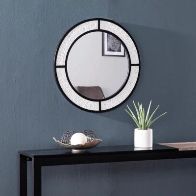 Southern Enterprises Round Faux Stone Mirror, Gray/Black