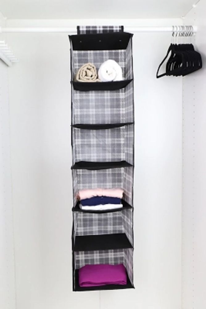 6-Shelf Hanging Sweater Organizer, Black