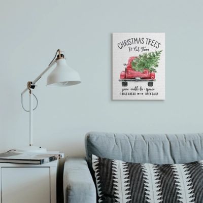 Stupell Industries Christmas Red Farm Truck with Winter Pine Canvas Wall Art