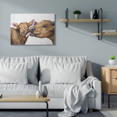 Stupell Industries Baby Cow Family Animal Watercolor Painting, 30 x 40, Canvas Wall Art, Multi