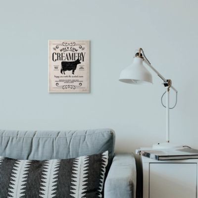 Stupell Industries Creamery Cow Rustic Farm Textured Word Design, 10 x 15, Wood Wall Art, Multi