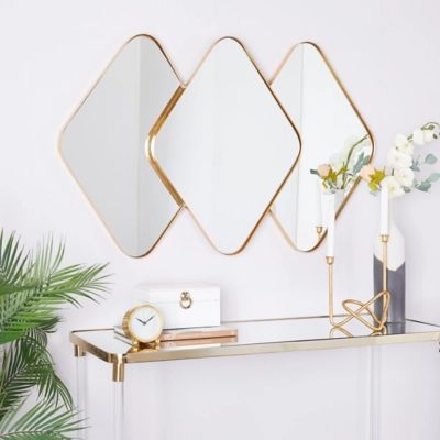 Bayberry Lane Gold Metal Contemporary Wall Mirror, 43" x 3" x 28", Gold