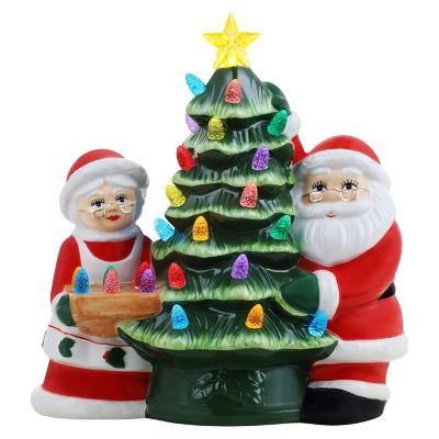 Mr. Christmas 9.25" Santa And Mr Claus Nostalgic Tree, Green