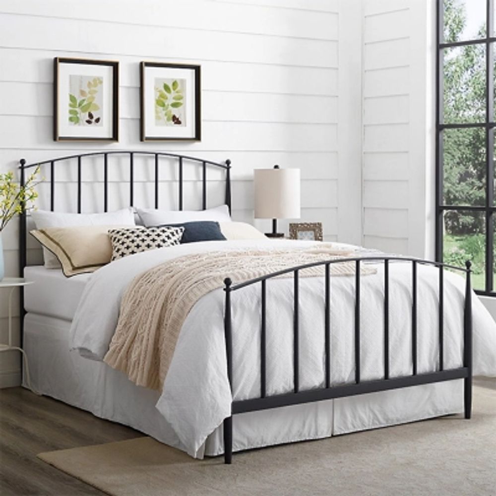 Blakely Queen Upholstered Headboard With Metal Bed Frame