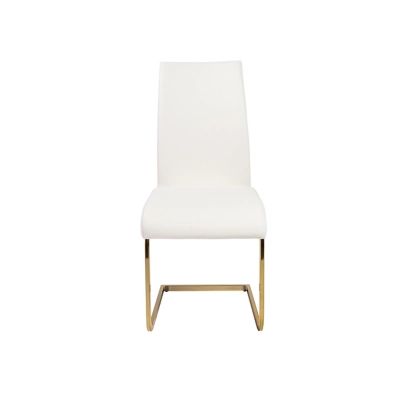 Euro Style Epifania Dining Chair in White with Brushed Gold Legs - Set of 4, White