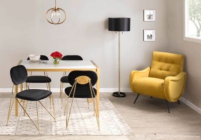 Gwen Velvet Dining Chair (Set of 2), Gold/Black