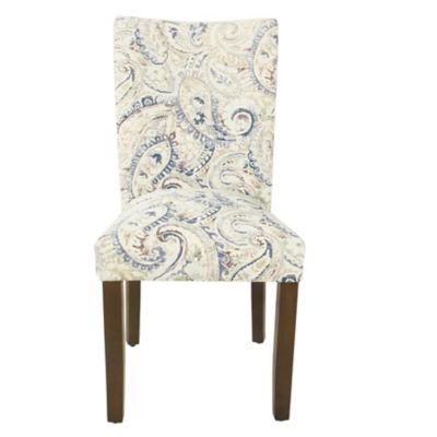 Classic Parsons Dining Chair - Blue Velvet Paisley Print (Set of 2), Blue