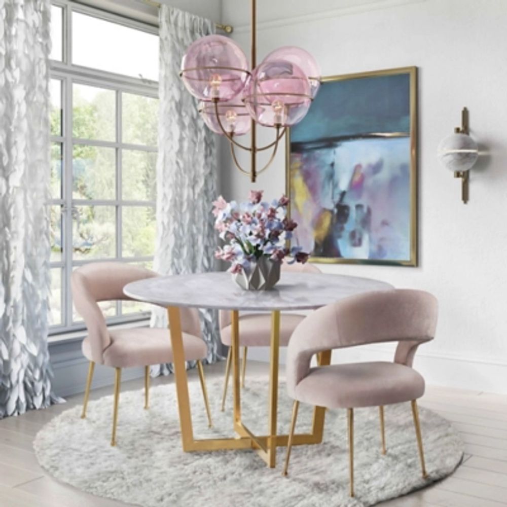 Rocco Rocco Blush Velvet Dining Chair, Pink/Gold