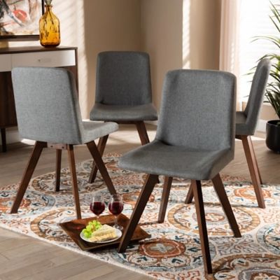 Pernille Modern Transitional Gray Fabric Upholstered Walnut Finished 4-Piece Wood Dining Chair Set, Gray